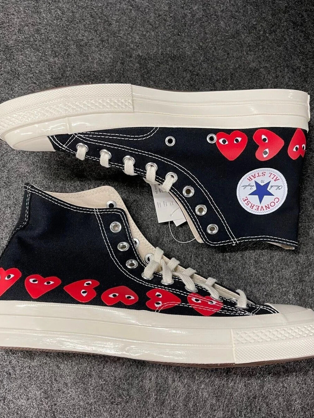 CONVERSE X Play Comme Des Garcons Chuck 70 High Multi Heart Shoes 11 New Box - Picture 3 of 7